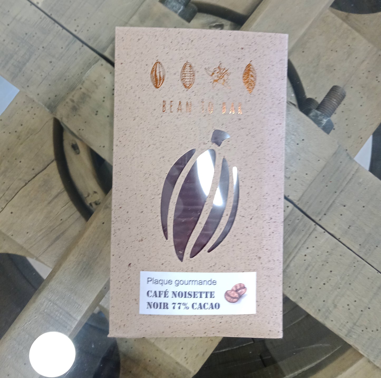 Plaque gourmande Chocolat Noir 77 % Fourrage Praliné Café Noisette - Plaque de 80g minimum