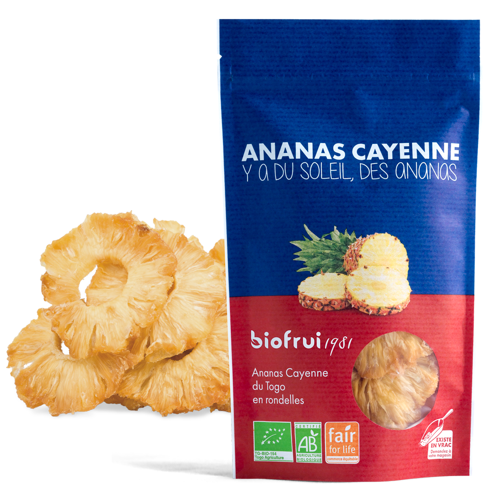 Ananas Cayenne séché en rondelles bio et équitable du Togo - Sachet 100g