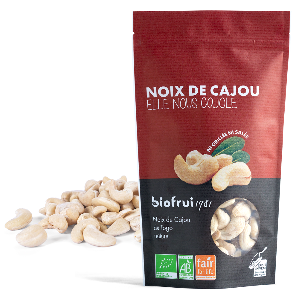 Noix de Cajou nature bio et équitable du Togo - Sachet 125 g imprimé éco-conçu