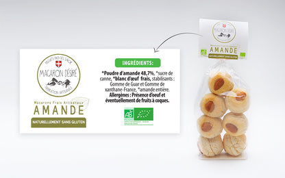 Macaron Artisanal bio à l'Amande - Sachet de 150 g - Pack Éco