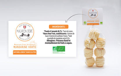 Macaron Artisanal bio à la Mandarine verte - Sachet de 150 g - Pack Éco