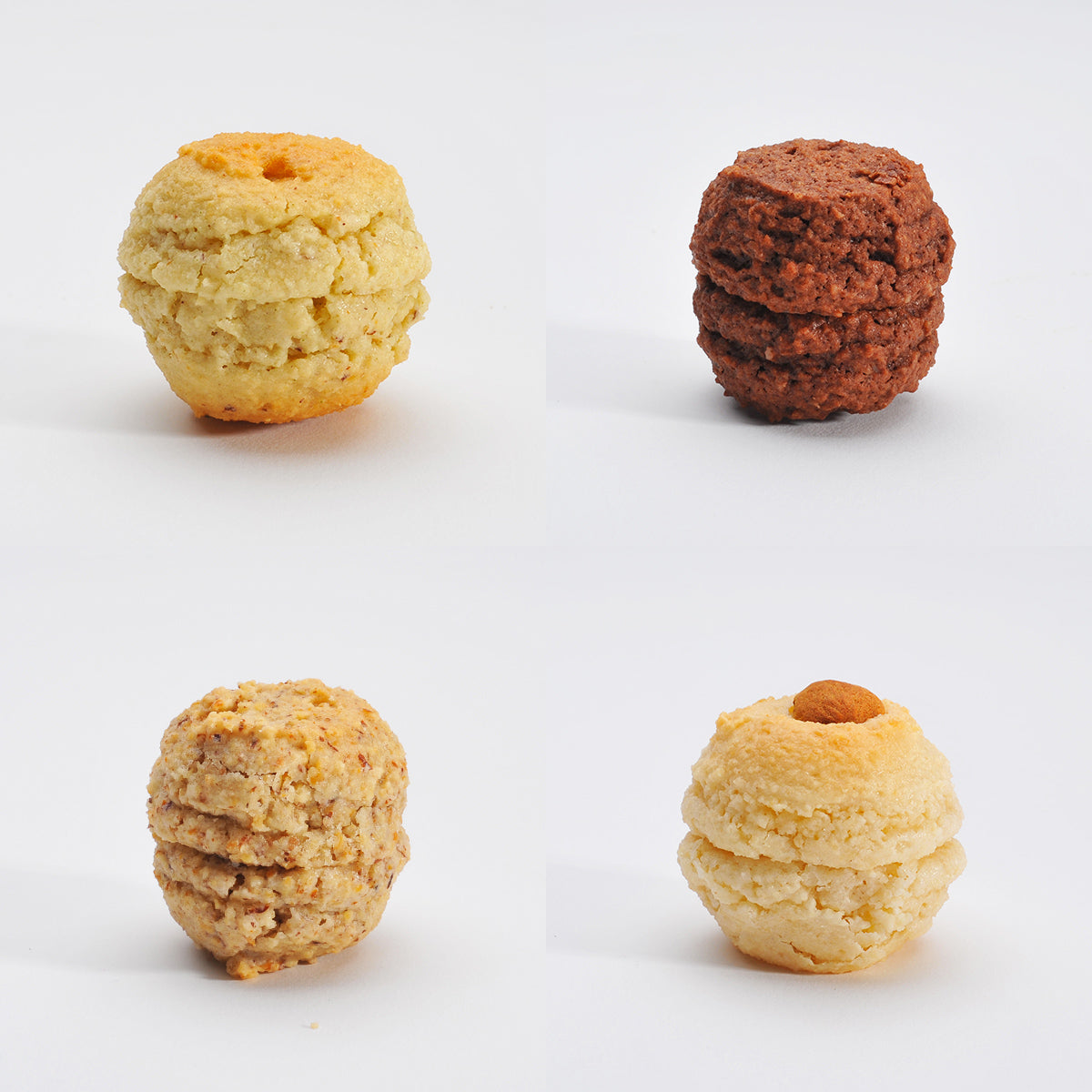 Macaron Artisanal bio 4 saveurs, Amande, Noisette, Chocolat Pistache - Sachet de 150 g - Pack Éco