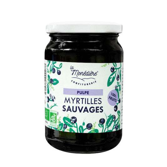 Purée de myrtille sauvage Bio (100% fruit) en pot de 280 g - Pack Éco