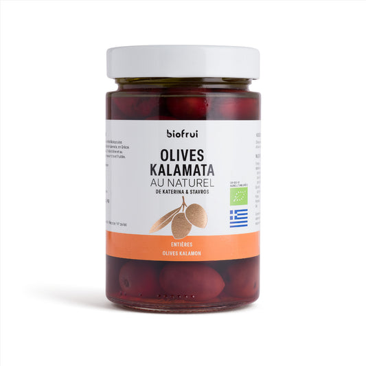 Olive Kalamon noire bio de Kalamata traditionnelle en pot de 200 g