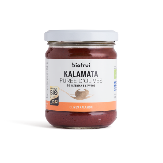 Anti-Gaspi - Purée d'olive Kalamon noire bio de Kalamata - BIOFRUISEC - Pot entre 160 g et 175 g