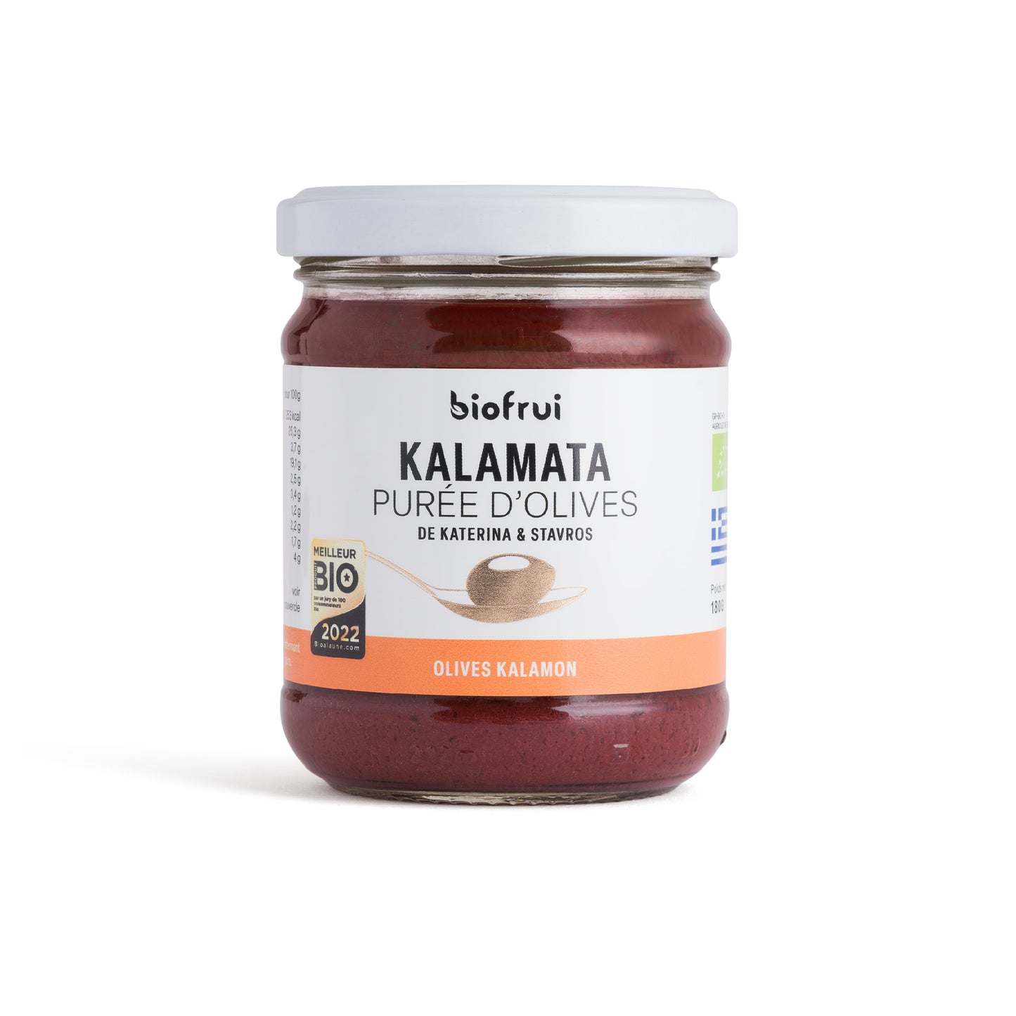 Purée d'Olive Kalamon noire de Kalamata traditionnelle bio - Pot 180 g