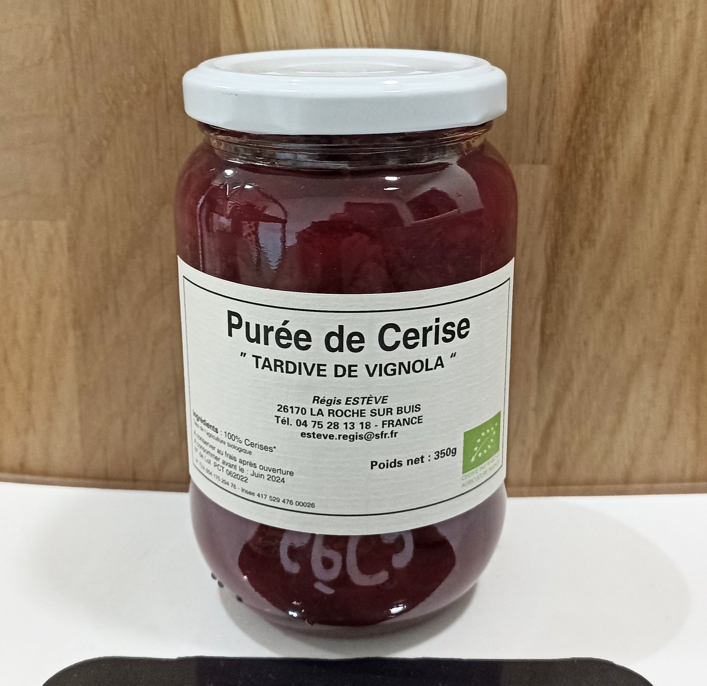 Purée de Cerise "Tardive de Vignola" bio (100% fruit)en pot de 350 g - Pack Éco