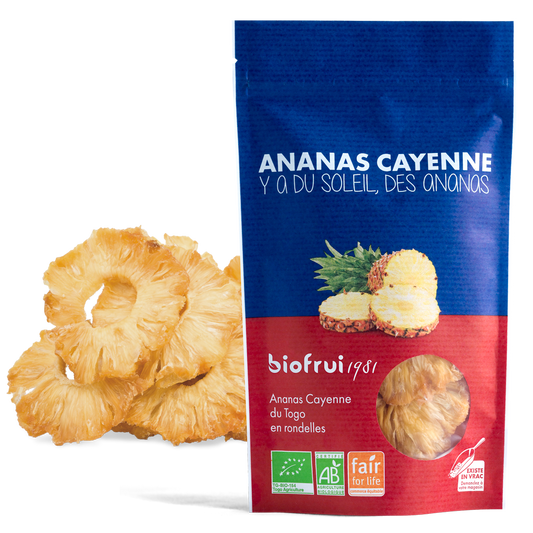 Ananas Cayenne séché en rondelles bio et équitable du Togo - Sachet 100g