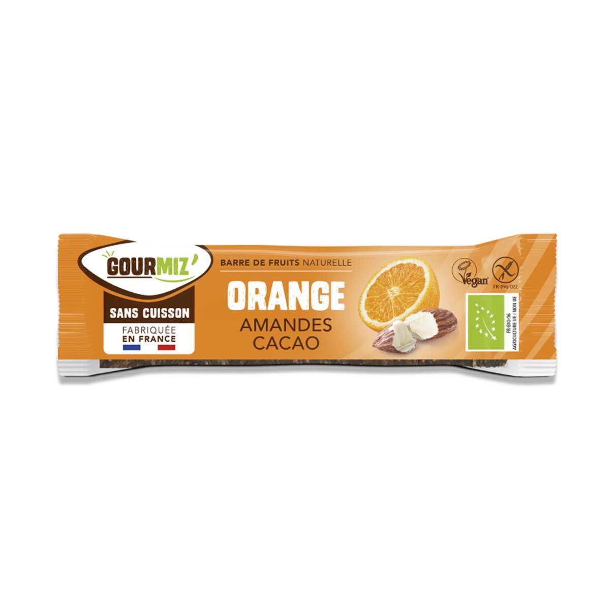 Barre de fruits naturelle Bio - Orange, Amande, Cacao