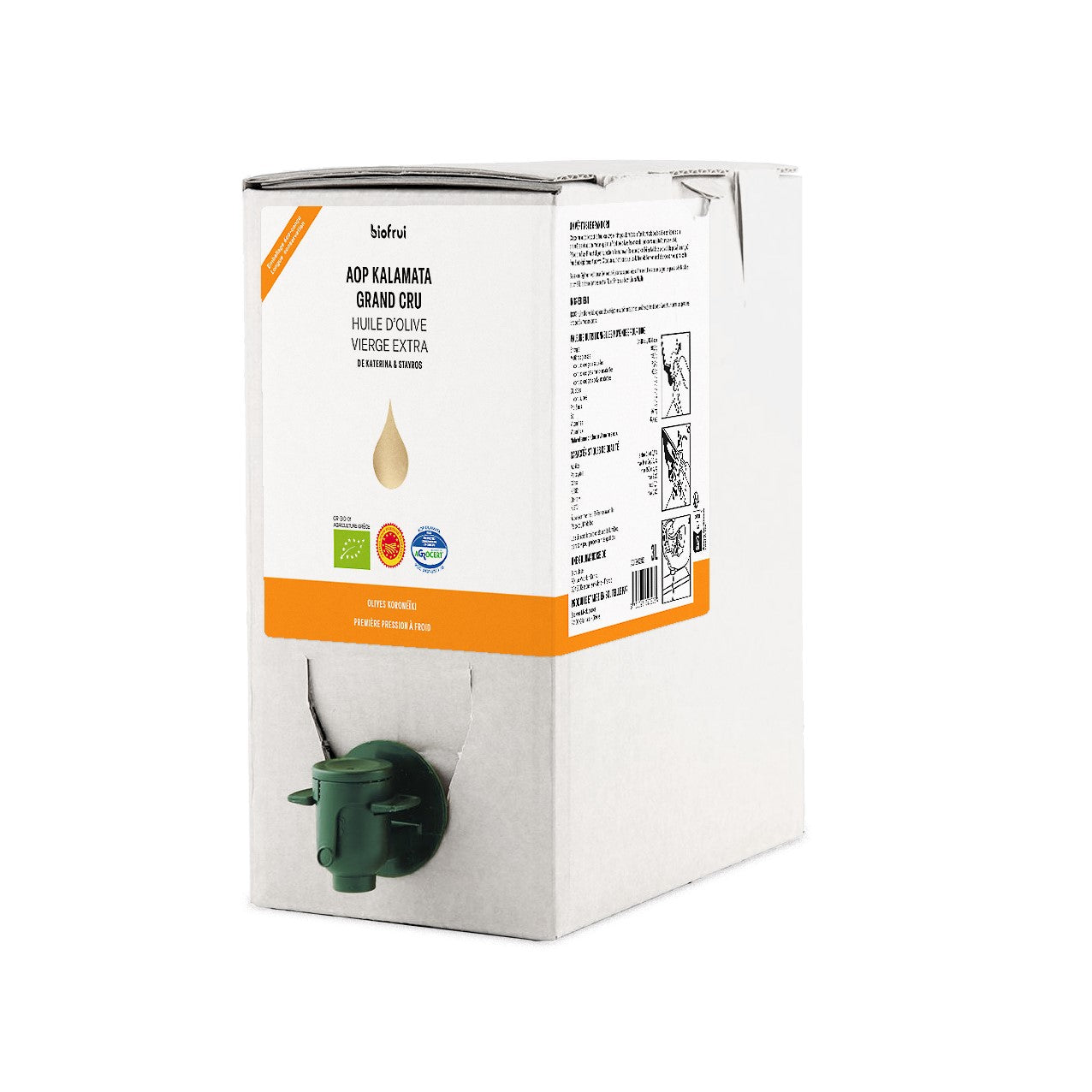 Huile d'olive Koronéïki bio de Kalamata AOP - Vierge Extra - Grand cru - Pack Éco