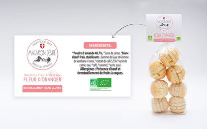 Macaron Artisanal bio à la fleur d'oranger - Sachet de 150 g