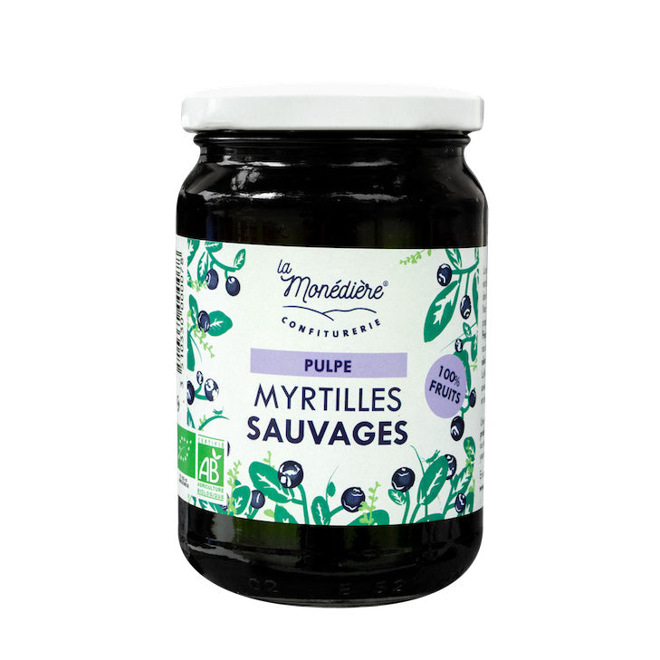 Purée de myrtille sauvage Bio (100% fruit) en pot de 280 g